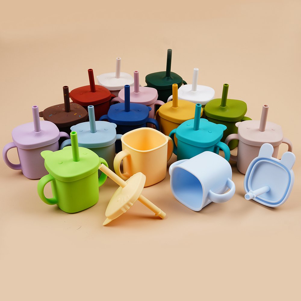 Silicon Training Cup With Straw Water Drinking Cup