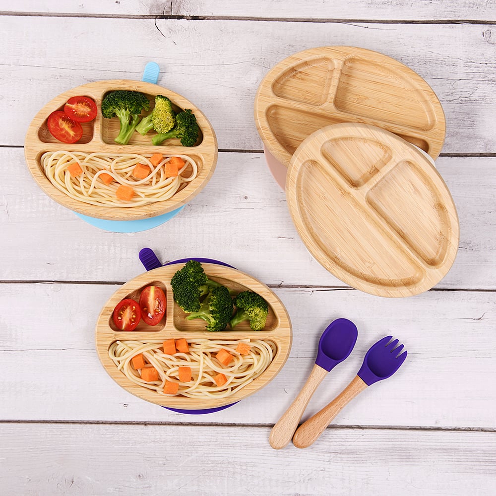 Silicone Set Bamboo Baby Plate Tableware For Kids