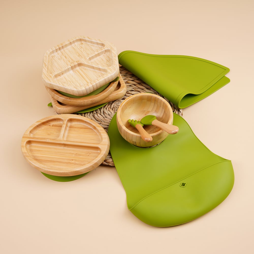 Organic Silicone Bamboo Baby Feeding Set