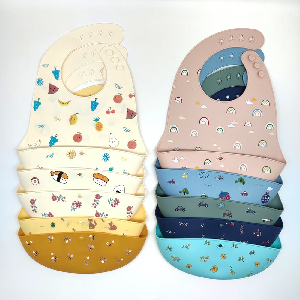 Food Grade BPA Free Baby China Wholesale Printing Silicone Baby Bibs For Wholesale