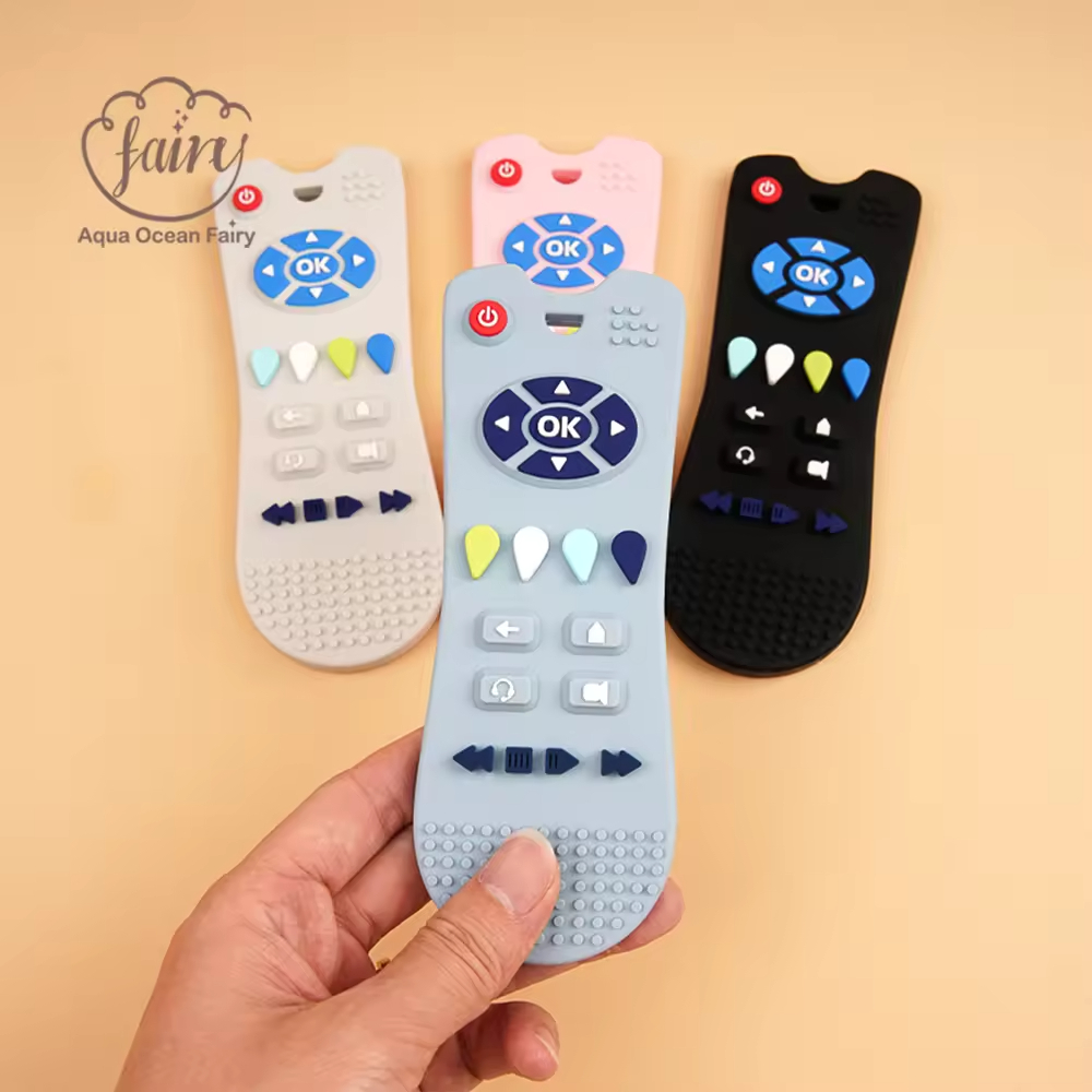 Silicone Baby Teething: Remote Control Shape Teething Toys for Babies 6-12 Months