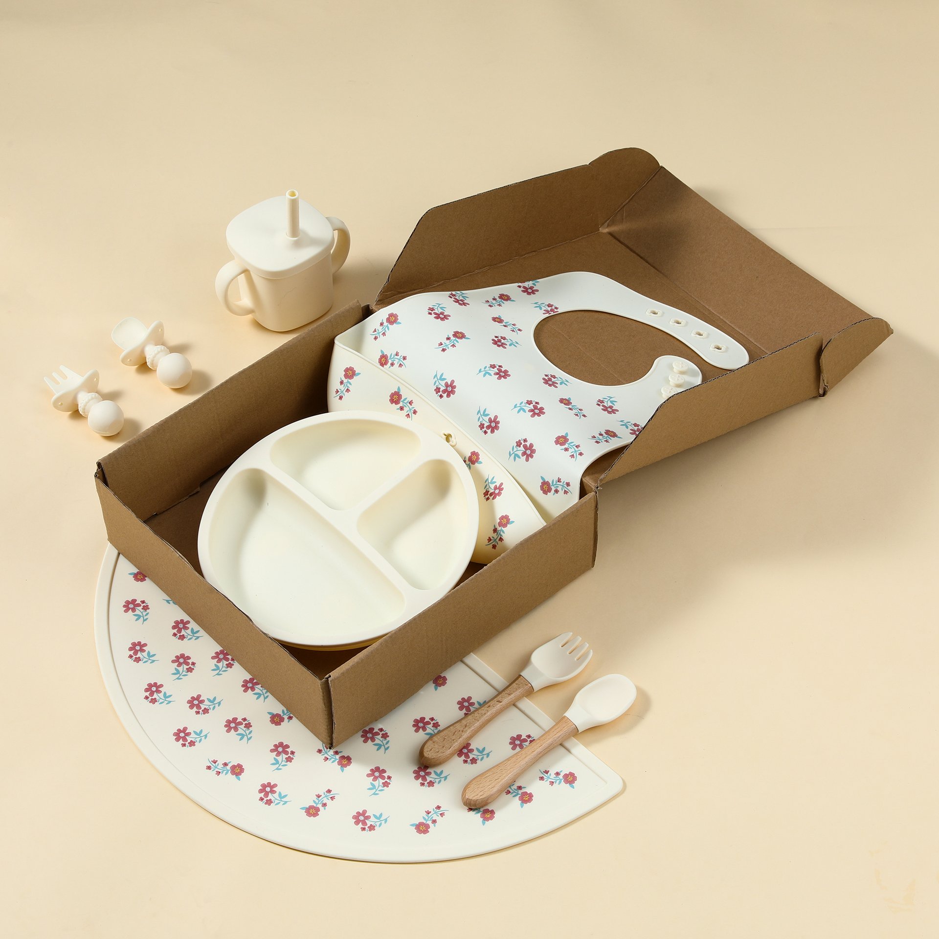 BPA Free Baby Plates Sets Silicone Baby Feeding Set for 6 Months Old