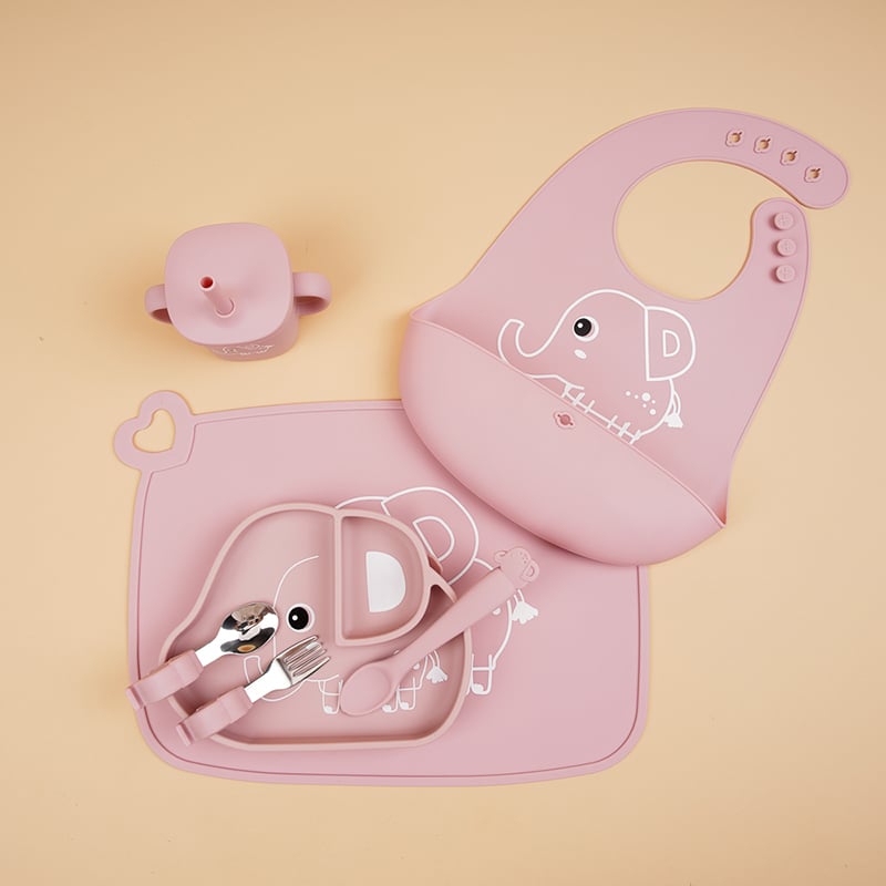 Elephant Silicone Baby Feeding Set