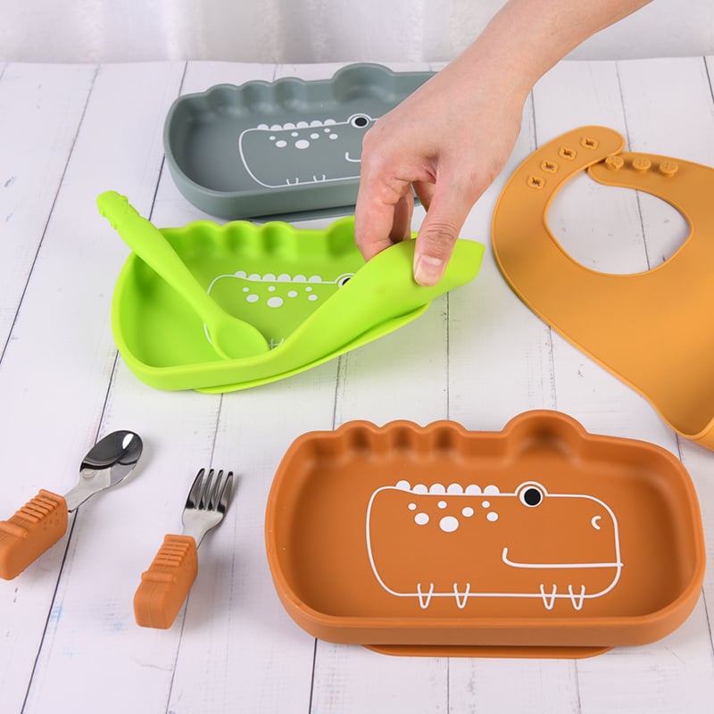 Spoons And Straws Set Silicone Plates For Children