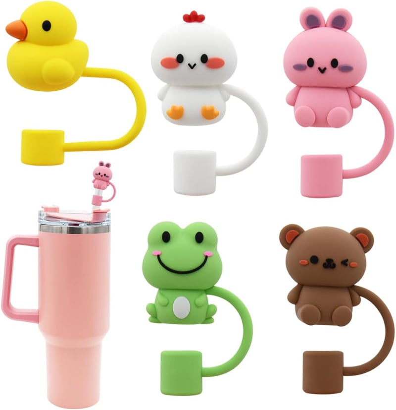 Reusable Silicone princess Straw Toppers bow sublimation Straw Covers Caps charms for tumbler Stanley cup