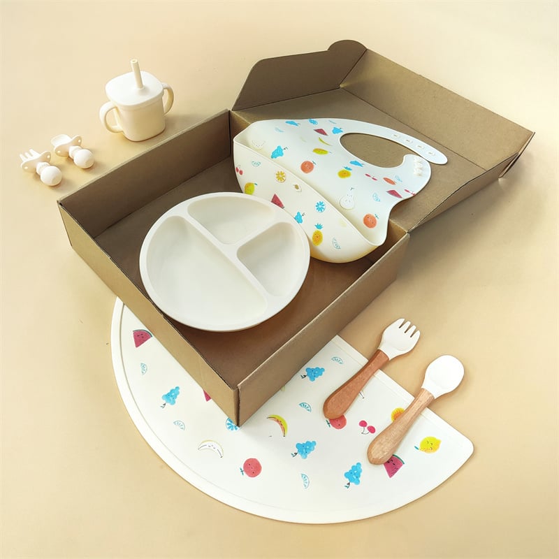 BPA Free Baby Plates Sets Silicone Baby Feeding Set for 6 Months Old