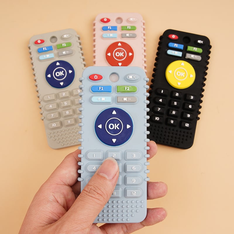 BSCI Factory Manufacture Silicone Teether Remote Control Shape BPA Free For 3-12 Months Babies