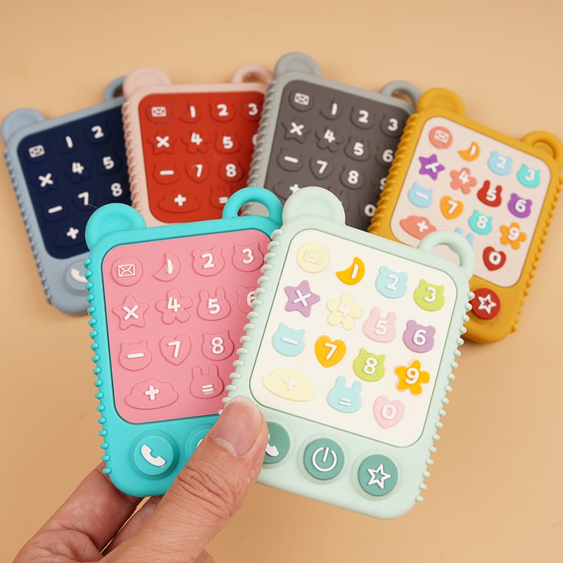 Wholesale BPA free Food Grade Tv Remote Control Shape Baby Teether Toys Game pad calculator teether for infant