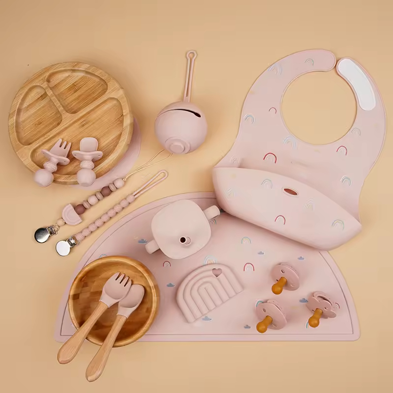 Dongguan Factory Silicone Fork And Spoon Baby Feeding Dinnerware Set